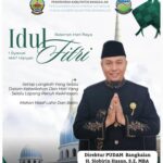 Menyambut datangnya Hari Raya Idul Fitri 1447 Hijriyah / 2026 Masehi.H.Sobirin Hasan, S.E, MBA Direktur Perusahaan Umum Air Minum (PUDAM ) Sumber Sejahtera Kabupaten Bangkalan Mengucapkan Selamat Hari Raya Idul Fitri 1 Syawal 1447 H. / 2026 Masehi.